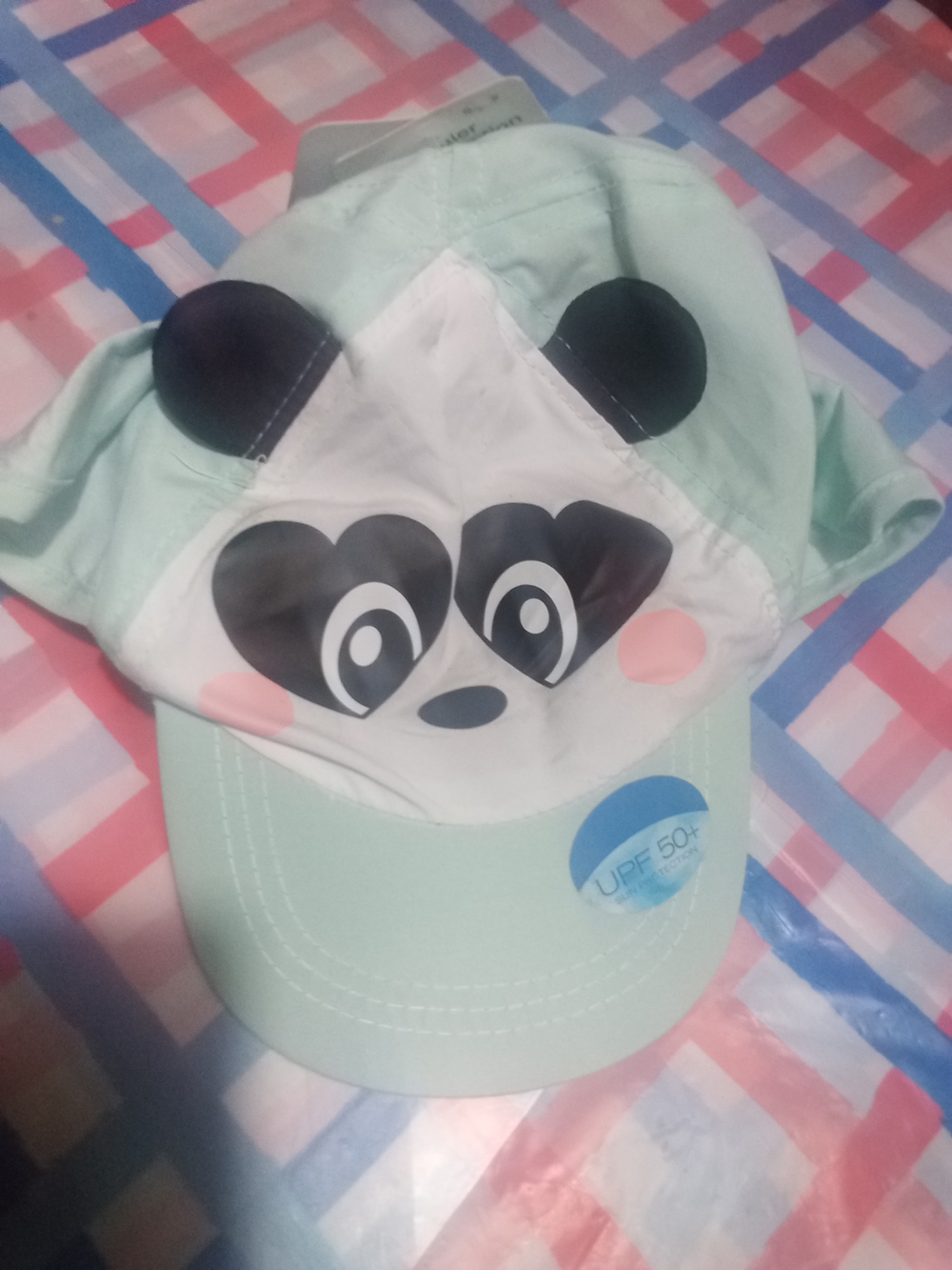 Kids Panda Face Sun Cap - Mint